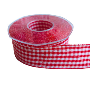 Vichy Ribbon - 40 mm Width - Color Red
